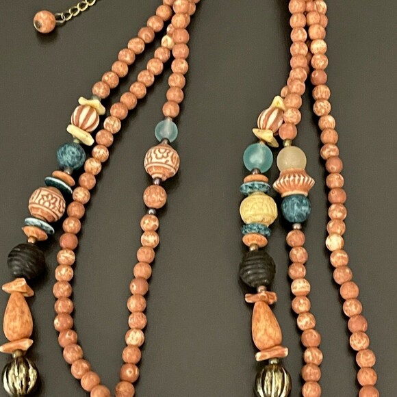 Multicolor Beaded Silver-tone Gold-tone Women's Fashion Multi Strands Necklace - Picture 5 of 6